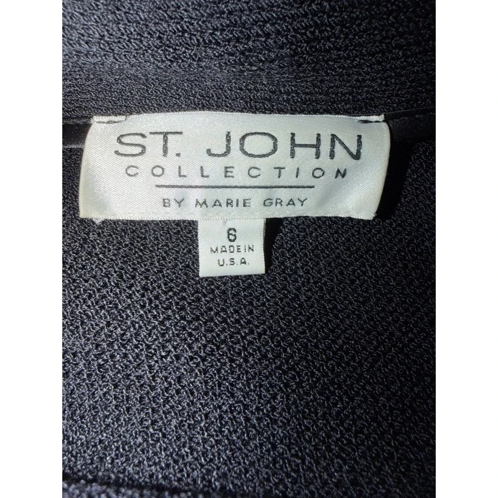 St John Collection Ruffle Knit Maxi Cardigan Women 6 Black Excellent Belted - Picture 10 of 11